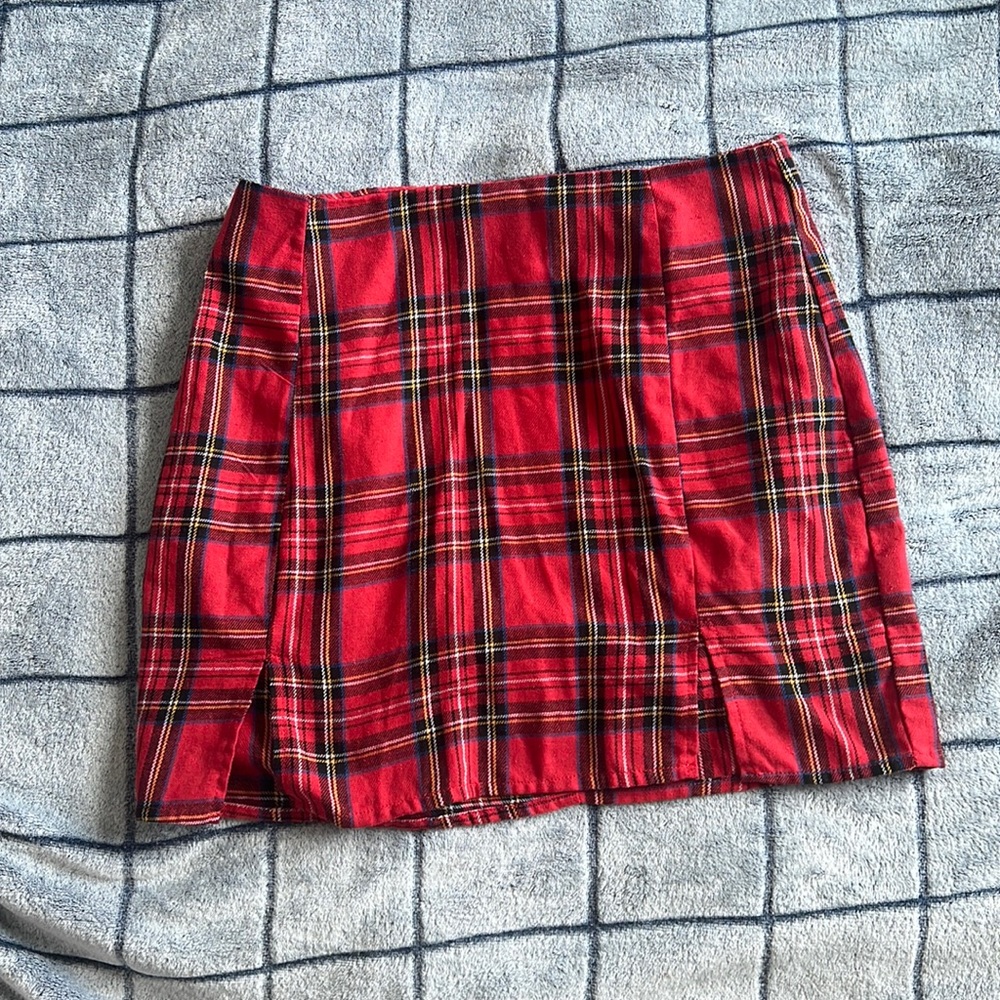 She in Red Plaid Skirt